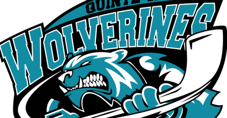 Cartoon Wolverine Holding a ball hockey stick